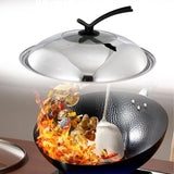 Maxbell Round Frying Pan Cover 36cm Fry Pan Lid for Home Use 34-35.5cm Diameter Pots Standable Handle