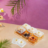 Maxbell Fruit Plate with Lid Removable Serving Dishes for Candy Veggies Party Supply Amber