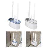 Maxbell 3Pcs Toilet Cleaning Brushes with Holder Sturdy for Household Hotel Bathroom Blue