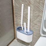 Maxbell 3Pcs Toilet Cleaning Brushes with Holder Sturdy for Household Hotel Bathroom Blue