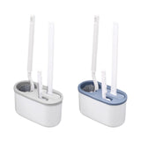 Maxbell 3Pcs Toilet Cleaning Brushes with Holder Sturdy for Household Hotel Bathroom Blue