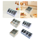 Maxbell Spice Canister Organizer Storage Spice Pots Shelf for Table Pantry Household 2 row 4 grids