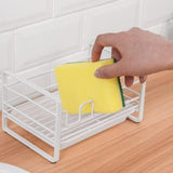 Maxbell Sink Sponge Holder Carbon Steel No Drilling Bathroom Brush Soap Sponge Stand white