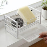 Maxbell Sink Sponge Holder Carbon Steel No Drilling Bathroom Brush Soap Sponge Stand white