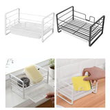 Maxbell Sink Sponge Holder Carbon Steel No Drilling Bathroom Brush Soap Sponge Stand white