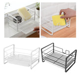 Maxbell Sink Sponge Holder Carbon Steel No Drilling Bathroom Brush Soap Sponge Stand white