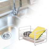 Maxbell Sink Sponge Holder Carbon Steel No Drilling Bathroom Brush Soap Sponge Stand white