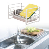 Maxbell Sink Sponge Holder Carbon Steel No Drilling Bathroom Brush Soap Sponge Stand white