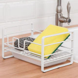 Maxbell Sink Sponge Holder Carbon Steel No Drilling Bathroom Brush Soap Sponge Stand white
