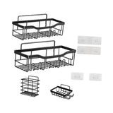 Maxbell Bathroom Storage Shelf Modern Wall Mounted Shower for Kitchen Washbasin Dorm 4 Piece