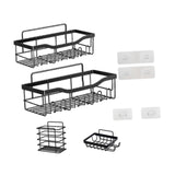 Maxbell Bathroom Storage Shelf Modern Wall Mounted Shower for Kitchen Washbasin Dorm 4 Piece