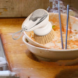 Maxbell Dish Brush with Soap Dispenser Kitchen Brush for Kitchen Dishes Pot Scrubber Gray Brush