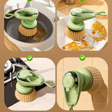 Maxbell Dish Brush with Soap Dispenser Kitchen Brush for Kitchen Dishes Pot Scrubber Green Brush