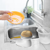 Maxbell Dish Brush with Soap Dispenser Kitchen Brush for Kitchen Dishes Pot Scrubber Gray Steel wool