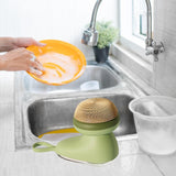 Maxbell Dish Brush with Soap Dispenser Kitchen Brush for Kitchen Dishes Pot Scrubber Green Steel wool