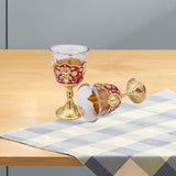 Maxbell 2 Pieces Vintage Wine Cup Portable Mini Communion Cup for Bar Travel Wedding red and gold