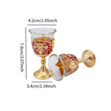 Maxbell 2 Pieces Vintage Wine Cup Portable Mini Communion Cup for Bar Travel Wedding red and gold