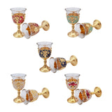 Maxbell 2 Pieces Vintage Wine Cup Portable Mini Communion Cup for Bar Travel Wedding red and gold