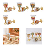 Maxbell 2 Pieces Vintage Wine Cup Portable Mini Communion Cup for Bar Travel Wedding red and gold