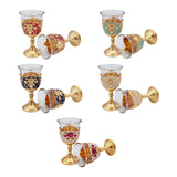 Maxbell 2 Pieces Vintage Wine Cup Portable Mini Communion Cup for Bar Travel Wedding red and gold