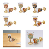 Maxbell 2 Pieces Vintage Wine Cup Portable Mini Communion Cup for Bar Travel Wedding red and gold