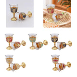 Maxbell 2 Pieces Vintage Wine Cup Portable Mini Communion Cup for Bar Travel Wedding red and gold