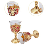 Maxbell 2 Pieces Vintage Wine Cup Portable Mini Communion Cup for Bar Travel Wedding red and gold