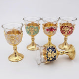 Maxbell 2 Pieces Vintage Wine Cup Portable Mini Communion Cup for Bar Travel Wedding red and gold