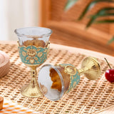 Maxbell 2 Pieces Vintage Wine Cup Portable Mini Communion Cup for Bar Travel Wedding green and gold