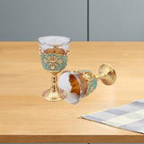 Maxbell 2 Pieces Vintage Wine Cup Portable Mini Communion Cup for Bar Travel Wedding green and gold