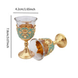 Maxbell 2 Pieces Vintage Wine Cup Portable Mini Communion Cup for Bar Travel Wedding green and gold