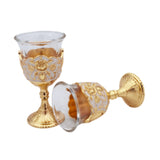 Maxbell 2 Pieces Vintage Wine Cup Portable Mini Communion Cup for Bar Travel Wedding white and gold