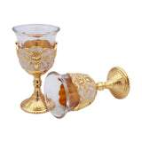 Maxbell 2 Pieces Vintage Wine Cup Portable Mini Communion Cup for Bar Travel Wedding white and gold