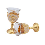 Maxbell 2 Pieces Vintage Wine Cup Portable Mini Communion Cup for Bar Travel Wedding white and gold