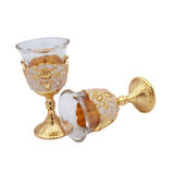 Maxbell 2 Pieces Vintage Wine Cup Portable Mini Communion Cup for Bar Travel Wedding white and gold