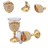 Maxbell 2 Pieces Vintage Wine Cup Portable Mini Communion Cup for Bar Travel Wedding white and gold