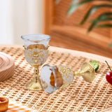 Maxbell 2 Pieces Vintage Wine Cup Portable Mini Communion Cup for Bar Travel Wedding white and gold