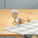 Maxbell 2 Pieces Vintage Wine Cup Portable Mini Communion Cup for Bar Travel Wedding white and gold