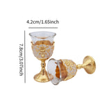 Maxbell 2 Pieces Vintage Wine Cup Portable Mini Communion Cup for Bar Travel Wedding white and gold