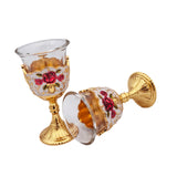 Maxbell 2 Pieces Vintage Wine Cup Portable Mini Communion Cup for Bar Travel Wedding red flower