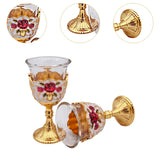 Maxbell 2 Pieces Vintage Wine Cup Portable Mini Communion Cup for Bar Travel Wedding red flower