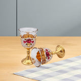 Maxbell 2 Pieces Vintage Wine Cup Portable Mini Communion Cup for Bar Travel Wedding red flower