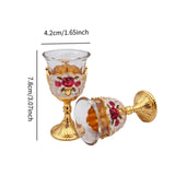 Maxbell 2 Pieces Vintage Wine Cup Portable Mini Communion Cup for Bar Travel Wedding red flower
