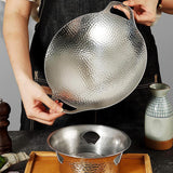 Maxbell Cookware Pan Double Ear Non Stick Seafood Troop Pot for Home Hotel Seasoning Silver