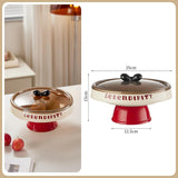 Maxbell Decorative Serving Bowl Round for Kitchen Countertop Restaurant Dining Table red base