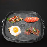 Maxbell Korean Grilling Pan Cookware Heavy Duty Sturdy Black Frying Pan for Yard BBQ