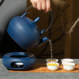 Maxbell Ceramic Teapot with Warmer Tea Kettle with Infuser for Home Tea House Picnic