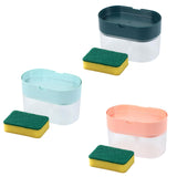Maxbell Soap Dispenser and Sponge Holder Manual Storage Container Liquid Pump Bottle dark green