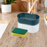 Maxbell Soap Dispenser and Sponge Holder Manual Storage Container Liquid Pump Bottle dark green