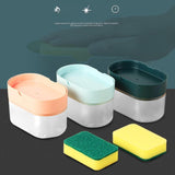 Maxbell Soap Dispenser and Sponge Holder Manual Storage Container Liquid Pump Bottle dark green